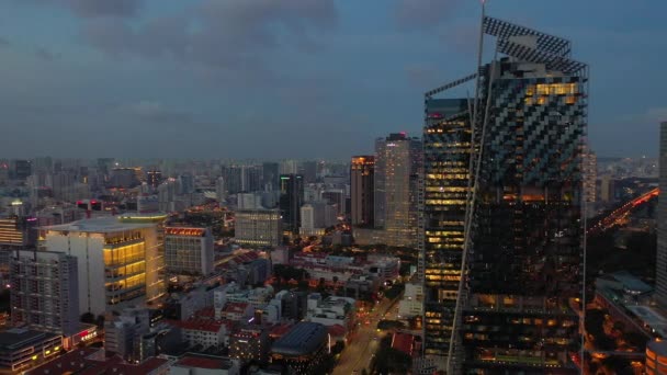 Singapore November 2019 Illuminated Panoramic View Singapore Downtown Marina Bay — ストック動画