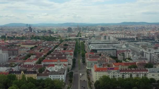 Vienna Cityscape Day Central Streets Εναέρια Πανόραμα Austria — Αρχείο Βίντεο