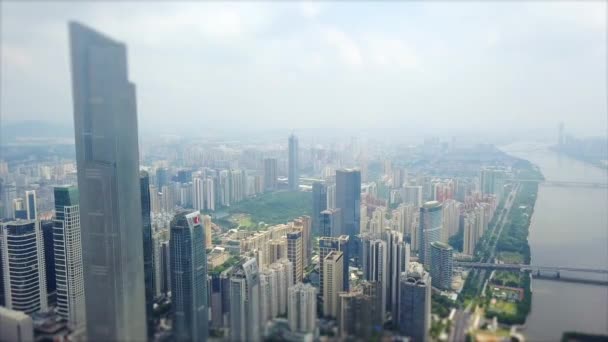 Giorno Guangzhou Paesaggio Urbano Industriale Panorama Aereo Filmati Cina — Video Stock