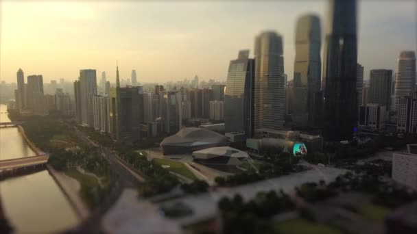 Wieczór Guangzhou Przemysłowa Panorama Miasta Lotniczego Materiał Porcelana — Wideo stockowe