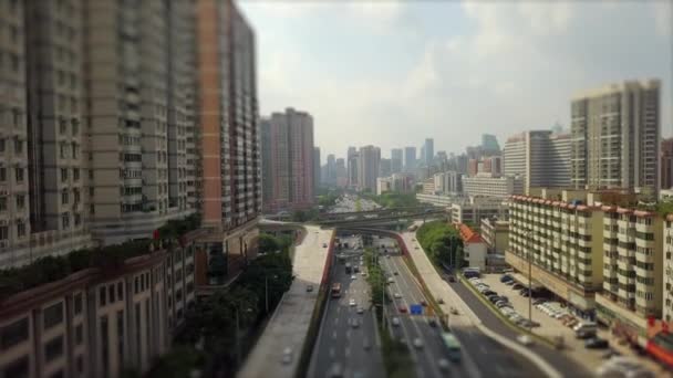 Day Time Guangzhou Cityscape Traffic Aerial Panorama Footage China — Stock Video