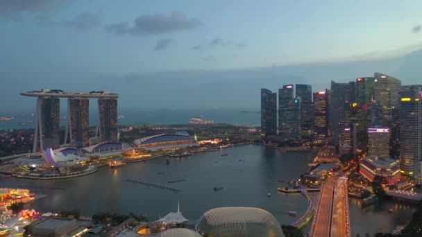 Singapore November 2019 Illuminated Panoramic View Singapore Downtown Marina Bay — ストック動画