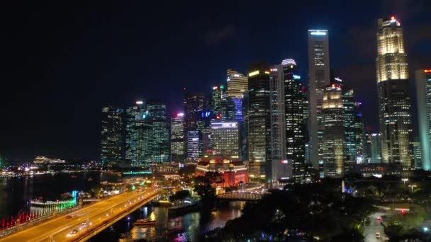 Σιγκαπούρη Νοέμβριος 2019 Βραδινή Πανοραμική Θέα Της Σιγκαπούρης Στο Κέντρο — Αρχείο Βίντεο