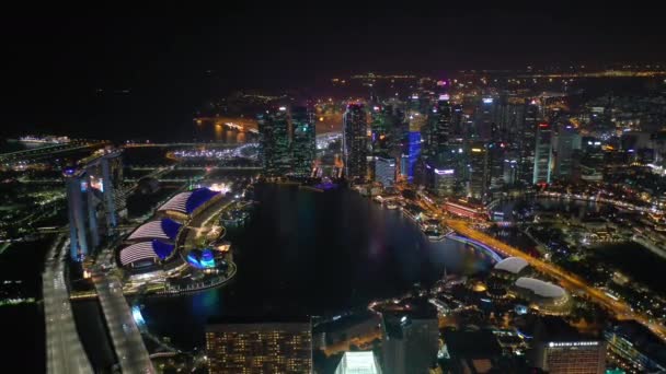 Singapore November 2019 Pemandangan Panorama Malam Singapura Pusat Kota Marina — Stok Video