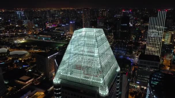 Singapore November 2019 Kvällens Panoramautsikt Över Singapore Centrum Över Marina — Stockvideo