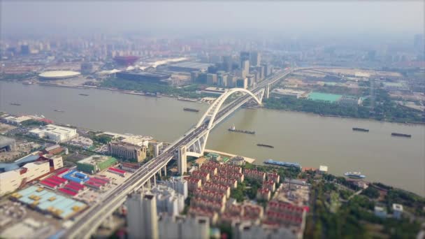 Дневное Движение Шанхае Cityscape Воздушная Панорама Китай — стоковое видео