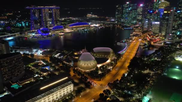 Singapore November 2019 Evening Panoramic View Singapore Downtown Marina Bay — ストック動画