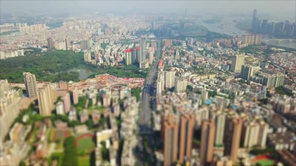 Giorno Guangzhou Paesaggio Urbano Industriale Panorama Aereo Filmati Cina — Video Stock