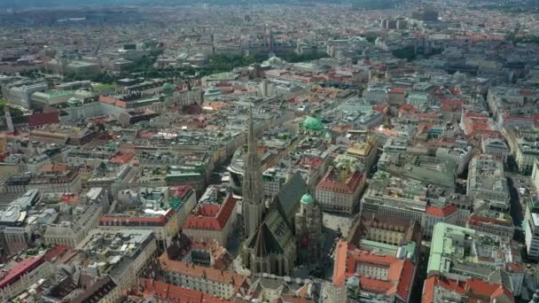 Vienna Cityscape Day Time Central Streets Aerial Panorama Austria — Stock Video