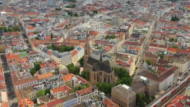 Vienna Cityscape Day Time Central Streets Aerial Panorama Áustria — Vídeo de Stock