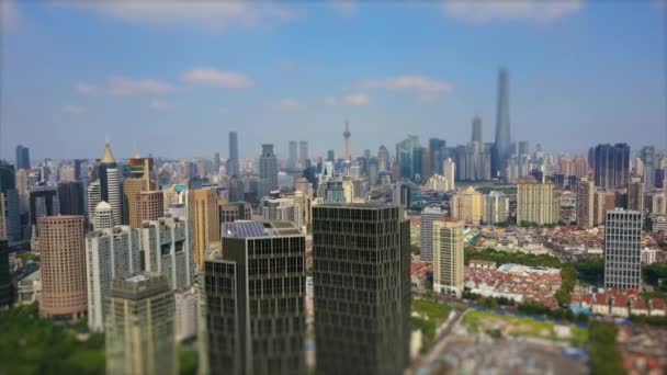 上海的城市景观 浦东市山顶海湾空中全景4K镜头中国 — 图库视频影像