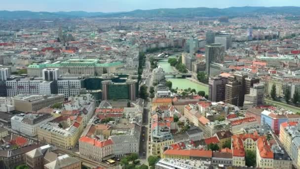 Viena Paisaje Urbano Día Tiempo Calles Centrales Panorama Aéreo Austria — Vídeo de stock