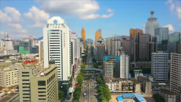 Китай День Шэньчжэнь Городской Пейзаж Воздушной Панорамы — стоковое видео