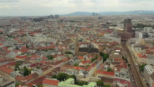 Wiedeń Miasto Dzień Krajobraz Czas Centralne Ulice Panorama Lotnicza Austria — Wideo stockowe