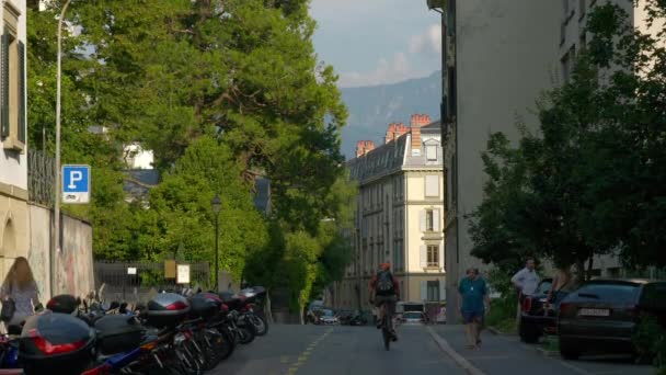 Vevey Švýcarsko 2Nd Červen 2019 Slunečný Den Vevey Městské Dopravy — Stock video