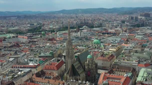 Vienna Cityscape Дневное Время Центральных Улиц Воздушная Панорама Austria — стоковое видео