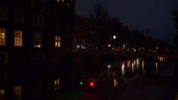 Canal Rio Amsterdam Panorama Aéreo Baixa Holland Movimento Lento — Vídeo de Stock