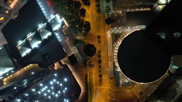 Singapore Februar 2019 Nacht Singapore Stadt Berühmten Zentralen Bezirk Verkehrsstraßenpanorama — Stockvideo