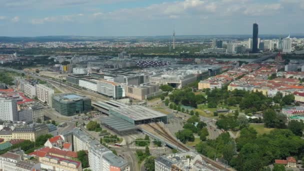 Viyana Şehir Manzarası Gündüz Vakti Merkez Caddeler Hava Manzarası Austria — Stok video