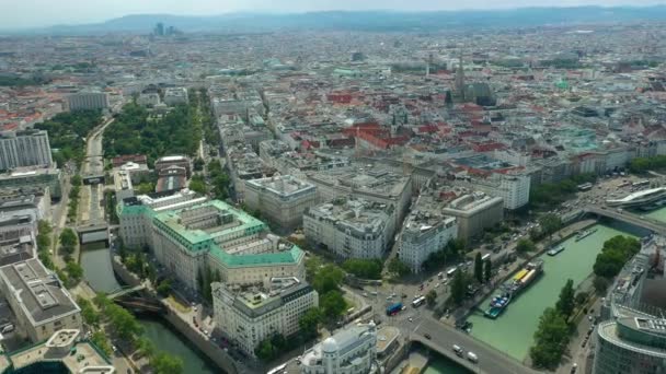 Vienna Cityscape Day Central Streets Εναέρια Πανόραμα Austria — Αρχείο Βίντεο