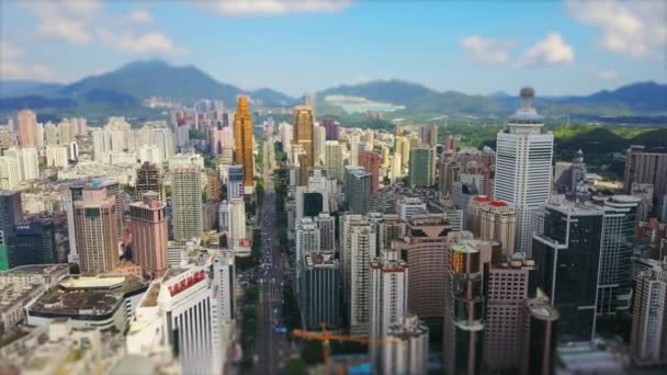 中国日時間深セン市都市景観空中パノラマ — ストック動画