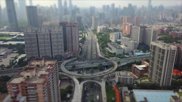 Hora Del Día Guangzhou Paisaje Urbano Panorama Aéreo Tráfico Material — Vídeos de Stock