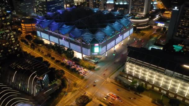 Singapour Février 2019 Nuit Singapour Ville Célèbre Quartier Central Circulation — Video