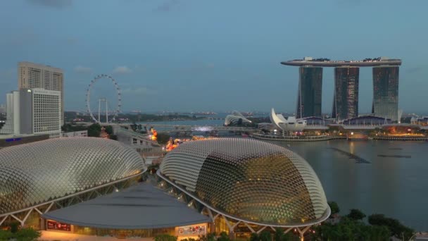Szingapúr Február 2019 Singapore City Marina Bay Famous Hotel Aerial — Stock videók