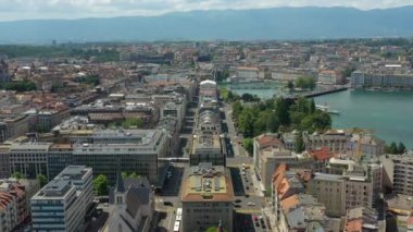 4k Görüntüler: Cenevre şehir manzarası, İsviçre  