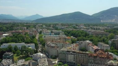 4k Görüntüler: Cenevre şehir manzarası, İsviçre  