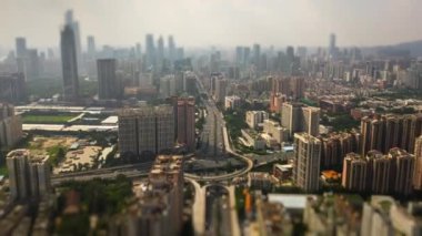 Gün zaman Guangzhou cityscape hava panorama. 4 k timelapse görüntüleri Çin 