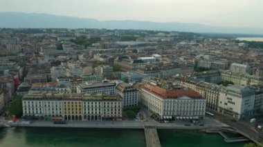 4k Görüntüler: Cenevre şehir manzarası, İsviçre  
