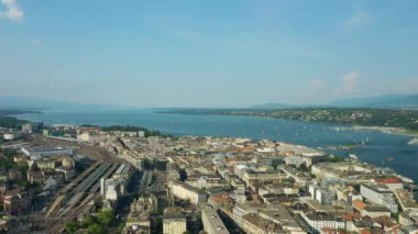 4k Görüntüler: Cenevre şehir manzarası, İsviçre  