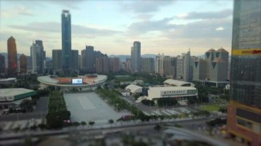 Gündüz vakti Guangzhou Endüstriyel Şehir Havası Panoraması. 4K Çin porseleni 