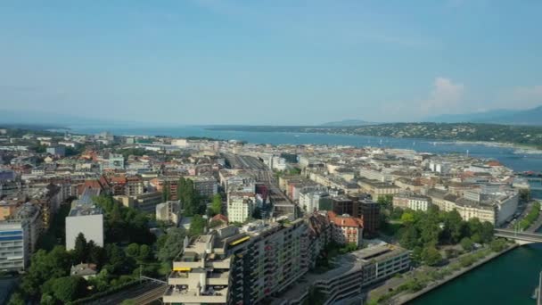 Beelden Van Genève Stadsgezicht Panorama Zwitserland — Stockvideo