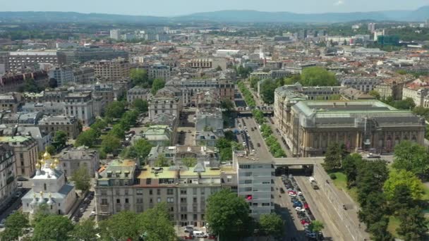 Footage Geneva Cityscape Panorama Ελβετία — Αρχείο Βίντεο
