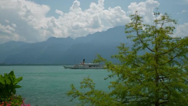 Szwajcaria Montreux Circa Listopad 2019 Montreux Lake Side Panorama Footage — Wideo stockowe