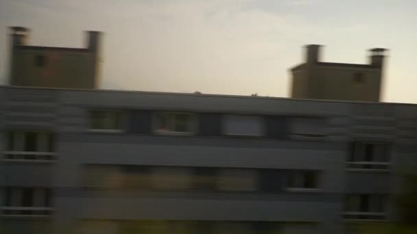Дневное Время Женева Городской Поезд Поездка Пассажирская Сторона Окна Пова — стоковое видео