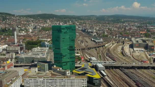 Ferrovie Del Paesaggio Urbano Zurigo Panorama Aereo Svizzera — Video Stock