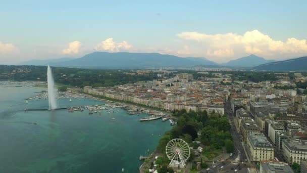 Imágenes Del Panorama Paisajes Fluviales Aéreos Ginebra Suiza — Vídeo de stock