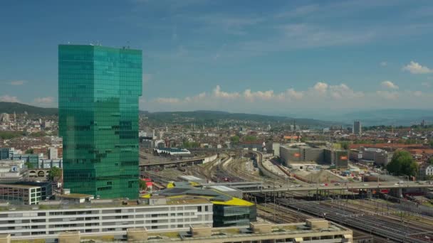 Zurich Paysage Urbain Chemins Fer Panorama Aérien Suisse — Video