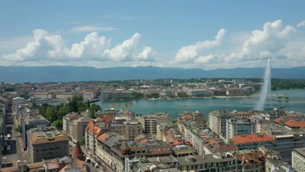 Footage Geneva Aerial Riverscape Panorama Switzerland — Stockvideo