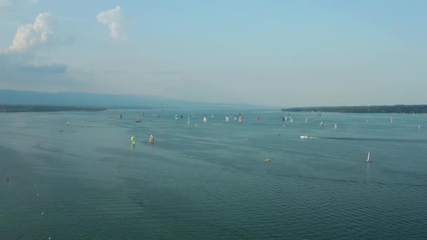 Съемка Панорамы Города Женевы Озером Швейцария — стоковое видео
