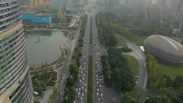 Gündüz Vakti Chengdu Şehri Şehir Merkezi Hava Trafik Manzarası Porselen — Stok video