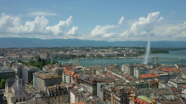 Съемка Панорамы Города Женевы Швейцария — стоковое видео