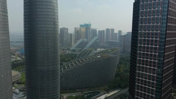 Tagsüber Chengdu Stadt Innenstadt Luftbild China — Stockvideo