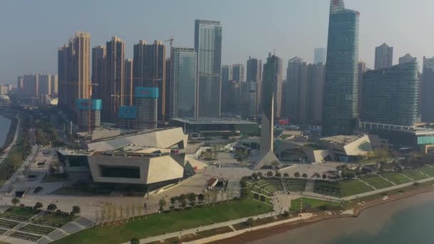 Changsha Город Солнечный День Знаменитый Центр Города Культурный Комплекс Дельта — стоковое видео