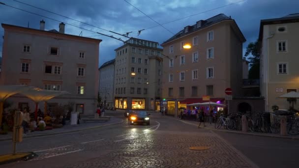 Salzburg Austria Luglio 2019 Ora Del Tramonto Salisburgo Centro Città — Video Stock