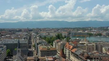 4k Görüntüler: Cenevre şehir manzarası, İsviçre  