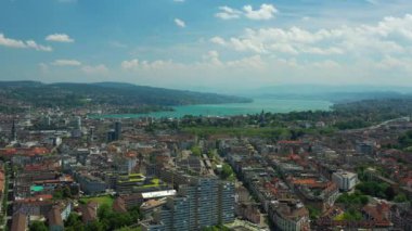 Gün zaman Zürih cityscape hava panorama 4k İsviçre